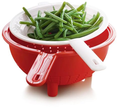 Tupperware Doppelsieb in Rot und Weiß
