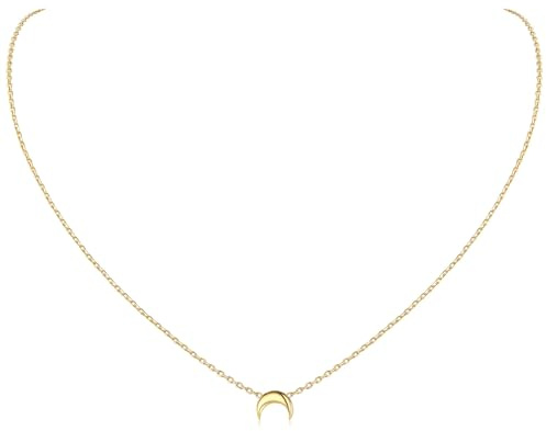 ChicSilver Colgante Oro 18K Mujer Media Luna Collar Delicado Plata de Ley 925 Joyería Simple Minimalista Regalo Cumpleaños Madre Pareja