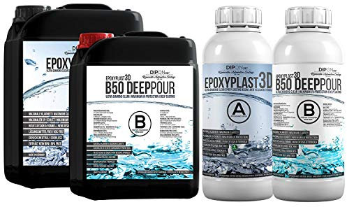3,0 KG Epoxidharz EpoxyPlast 3D B50 DEEP POUR 5 CM (50 MM) Gießhöhe für Rivertische I Ultra Diamantklar I Maximaler UV Schutz I Gießharz I Glasklar I Resin I Epoxi I EP I Tisch