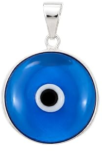MYSTIC JEWELS by Dalia Anhänger „Böses Auge aus Kristallglas, für das Glück – Sterling-Silber 925 – Durchmesser des Anhängers 15 mm