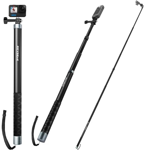 REYGEAK Perche à selfie ultra longue pour GoPro Hero, Insta 360, Osmo Action Camera, extensible à 3 longueurs 55,9 cm, 120 cm, 270 cm en fibre de carbone (perche à selfie améliorée 2,7 M)