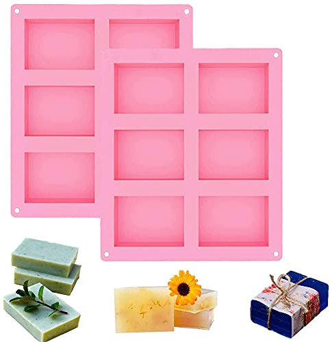 2 Stück Seifenformen,Seifenformen Silikon,Silikonform Werkzeuge,6-Cavity Rechteckige Silikonform,Silikon-Seife,Geeignet für DIY Hausgemachte Handgemachte Seife
