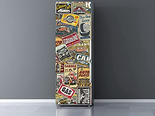 Oedim Vinilo Frigorífico Matrículas Coche, 185x60cm, Adhesivo Resistente, decoración para cocinas, Pegatina Nevera