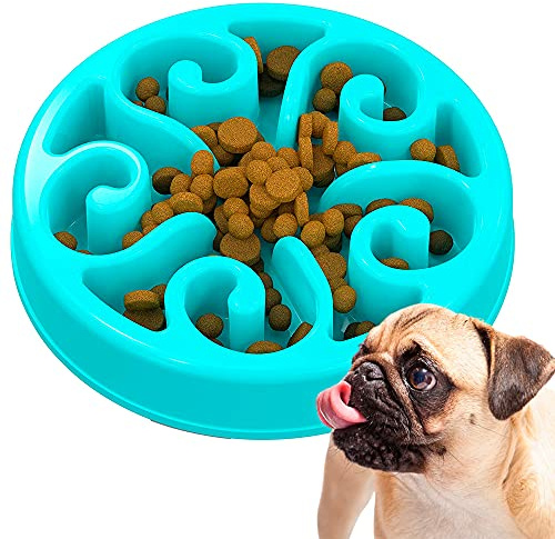 Edipets, Slow Feeder Dog Bowl, Better Feeding, Interactive, Reduces Anxiety while Eating, Food Training, Healthy Habits, for Small, Medium and Large Dogs (Blue)