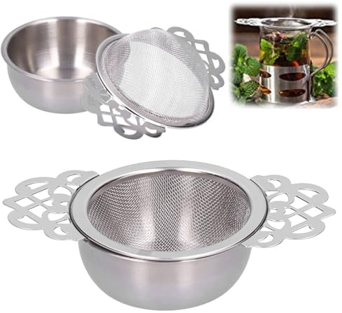 Tissting Filtre à Thé, Infuseur Thé en 304 Acier Inoxydable Argent | Infuseur à Thé Avec Poignée Filtre à Mailles Universel Ronde pour Théière Mug Tasse Bouteille