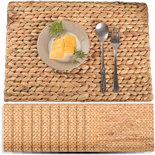 Table Mats Set of 10, Boho Woven Placemats, Individuales para Mesa De Comedor, Easter Farmhous Egreen Placemats, Individuales para Mesa, Table Tyke Placemat, Water Hyacinth Place Mat 17x12