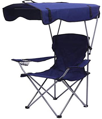 Strandstuhl Klappbar Leicht Klein, Campingstuhl mit Hoher Lehne, Angelstuhl Karpfenstuhl, Camping-StüHle mit Schirm Faltstuhl Wetterfest, Erweitern Campingsessel XXL 150 Kg Belastbar Navy Blau