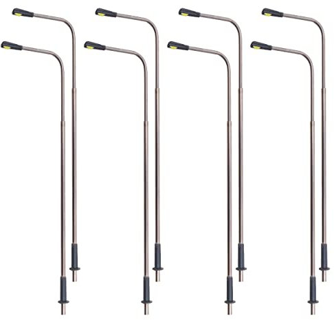 WANGCL 8PCS Model Railway Train Lamp Posts LED Street Light Lamps Metal Single-Headed Illuminated Street Light HO OO Scale