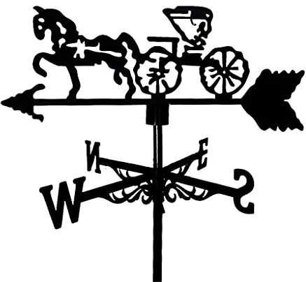 wetterhahn metall für garten Wetterfahne aus Metal Wetter Schaufel Edelstahl Pferd gezogener Wagen Weathervane Schwarze Sprühfarbe Wind Schaufel Außenschuppen Eisenharten Dach Scheunen Dekoration