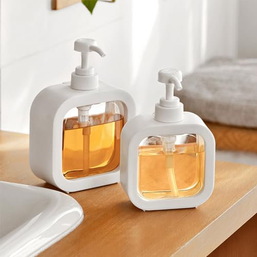 Seifenspender Waschmittel Aufbewahrung Spülmittelspender Soap Dispenser Spülmittelspender Küche Pumpspender Seifenspender Küche Seifenspender Set Pumpflasche Seifenspender Kunststoff 300ml&500ml
