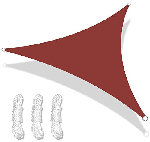 KAYBTNT Vela Ombreggiante Triangolare Impermeabile, Tenda da Sole per Esterno, Tenda a Vela 98% Anti UV, Telo Ombreggiante per Terrazzo Giardino Balcone Orto,Dark Red,6x6x6m