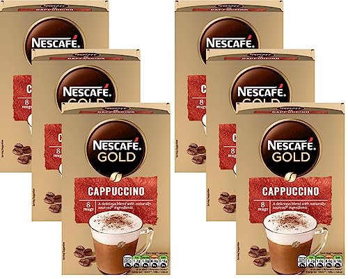 NESCAFÉ Gold Cappuccino Instant Coffee, 8 Sachets, (Pack of 6, Total 48 Sachets)