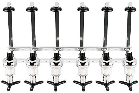 RELOVE Väggmonterad flaskhållare, doseringsflaska dispenser, aluminium 6 flaskor bar butler vägg dispenser dryckesbärare flaskor alkoholdispenser för party bar