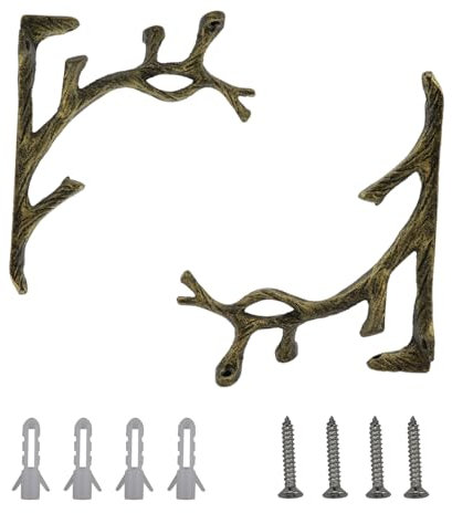 Pastlla Regalhalterungen, robust, antikes Messing, Wandhalterung, Regale, Eisen, Metall, Briefkastenhalterung, Gusseisen, Küche, Zuhause, dekorativ, Stil C (19,1 x 16,5 cm), 2 Stück