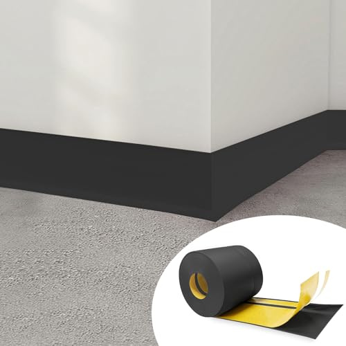 PVC Weichsockelleiste, Sockelleiste Selbstklebend 50x20mm 18 Meter, selbstklebende Bodenleiste, Wandabschlussleiste Küche Übergangsschiene, für Küche und Badezimmer, Schwarz