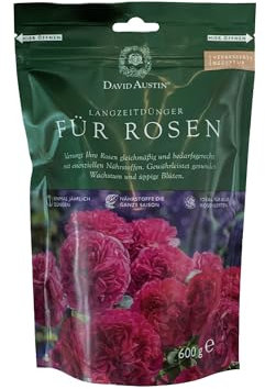 David Austin Rosendünger - Rose Food - 600g - Organisch-mineralisch mit Langzeitwirkung - Einmalige Anwendung pro Saison - für etwa 20 gesunde, kräftige Rosen - von Garten Schlüter