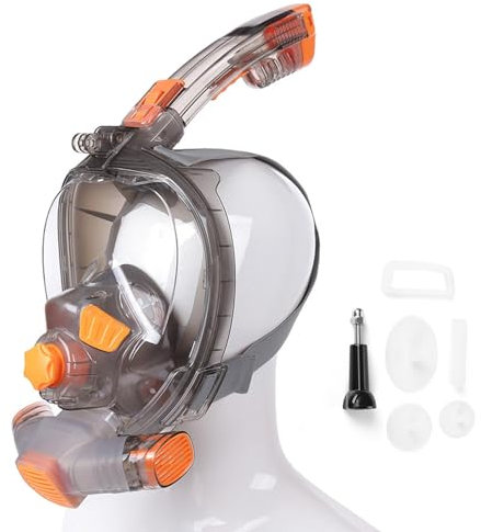 Vollgesichts-Schnorchelmaske für Erwachsene, 180°-Panoramablick, Vollgesichts-Schnorchelmaske mit abnehmbarer Kamerahalterung, Anti-Beschlag-Tauchmaske, Schnorchelmaske A,L/XL