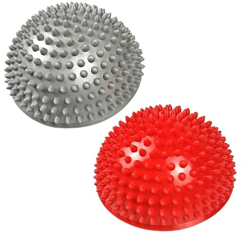 Qiwenr 2 Igelbälle, Acupoint Massage Ball set, Igelball Massageball Igelbälle, Massageball Igelball für & Erwachsene Fördert Koordination und Balance Fitness Training(Rot+Silber)