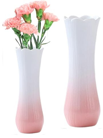 Vaso Fiori Bianco Ceramica, Minging Vaso Fiori in Stile Minimalista Vaso da Interno Vaso da Tavolo in Ceramica per Erba di Pampa Fiori Secchi e Freschi Vaso in Ceramica Moderno (rosa)