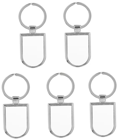 Yardenfun Lot de 5 Porte-clés en Métal Vierges pour Sublimation, Créatifs, Détendeurs de Clés Personnalisables, Usage Présent et Promotionnel, Format Ovale Effilé, Finition Argentée
