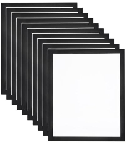 QUARKZMAN 12 Stück A4 Magnetrahmen, Info-Rahmen Selbstklebend Aufklappbarer Magnetrahmen mit Magnetverschluss, Bilderrahmen für Dokumente, Poster, Hinweise,Schwarz (31.5 x 25cm)