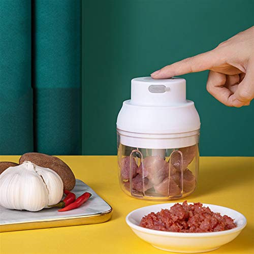 HAVVMK Mini picadora de Carne, picadora de Verduras y Carne con Capacidad de 100ml/250ml, picadora de Carne Recargable por USB de Dos Colores Opcional