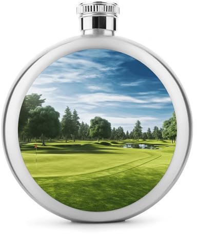Flasque moderne en acier inoxydable avec imprimé pelouse de golf, 150 ml
