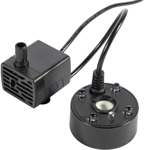 Atomiseur, brumisateur d'eau, brumisateur, brumisateur, machine à brouillard, brumisateur ultrasonique avec lumières LED, brumisateur de brouillard de bassin pour fontaine à eau, étang et aquarium