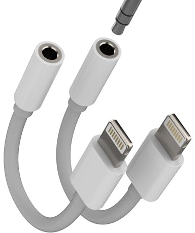 Lightning to 3.5mm Headphone Jack Adapter(2 Pack)for iPhone 14 13 Pro AUX Audio Cable for Apple MFI Certified Adaptor Earphone Earbuds Connector for iPad Dongle Car Headset AUXiliary Cord Accessories
