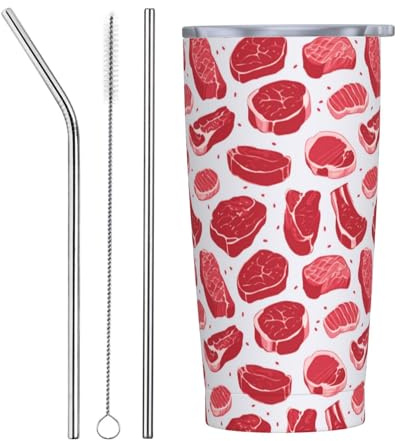 VOSERY Botella de agua de 20 onzas con tapa y popote, vaso aislado de acero inoxidable, taza de café de viaje, vaso personalizado