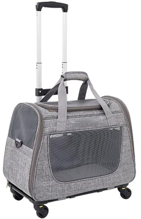 Felenny Cat Carrier Transport Bag with Wheels Pet Carrier on Wheels Pet Travel Carrier 2-in-1 Trolley Pet Cat Bag for Vet Visits Car Train Plane
