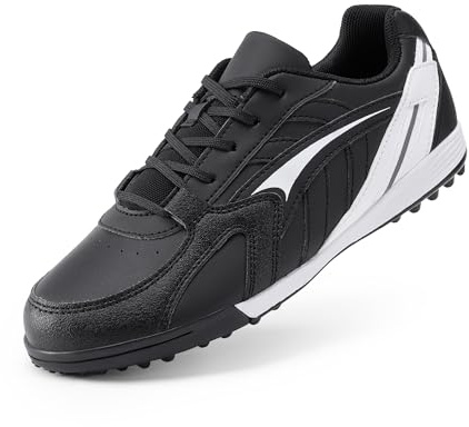 DREAM PAIRS Kids Botas de Fútbol Niños Zapatos de Fútbol Transpirables Unisex Multitacos Zapatillas Deportivas para Exteriores,Size 33.5,Blanco/Negro,KKUMSO2504
