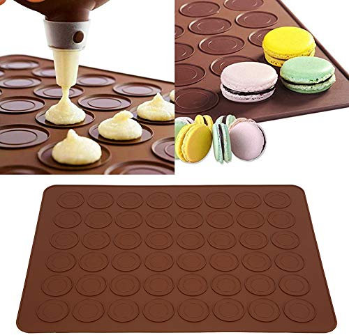 Macaron Mat, Macaron Baking Kit Macaron Silikon Bakmattor -40 ℃ Till 230 ℃ 48 Hål Livsmedelsklassad Silikon Macaron Non Stick för Att Göra och Dekorera Kakor, Pudding, Choklad,