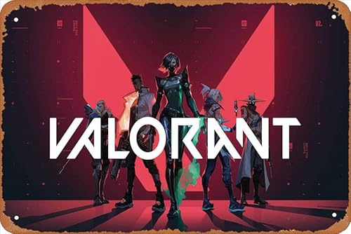 Valorant Game Wandposter Metall Vintage Band Blechschilder Retro 30,5 x 20,3 cm Garage Plakette Deko Wohnzimmer Garten Schlafzimmer Büro Hotel Cafe Bar