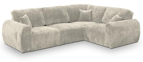 mk sofas Vaelo Modular Sofa | Large 4 Seater Corner Suite L Shape | Beige Jumbo Cord Settee | Right Hand Facing Layout
