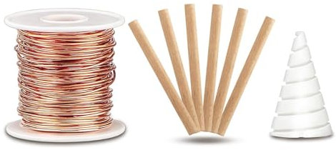 Vocdikficy Alambre de Cobre Puro 99,9%, con Plantilla de Bobinado de Bobina Fibonacci para JardineríA de Electrocultivo, Estaca de JardineríA de Electrocultivo