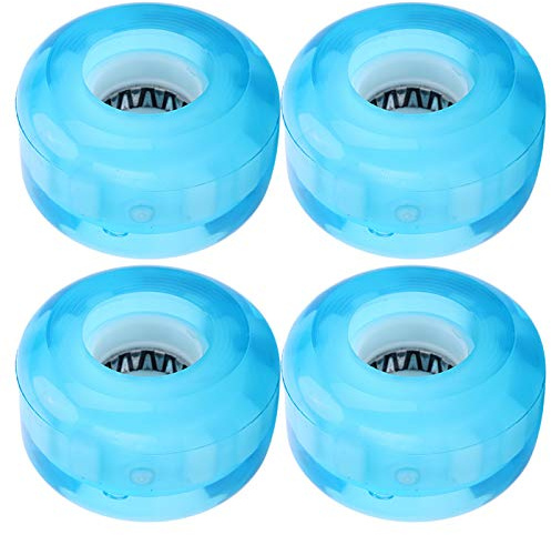 Pongnas Skateboardhjul, Skatebrädhjul Antiskid Inget Brus 4st 52 Mm Hög Elastisk Pu Blinkande Hjul för Professionell (Blå)