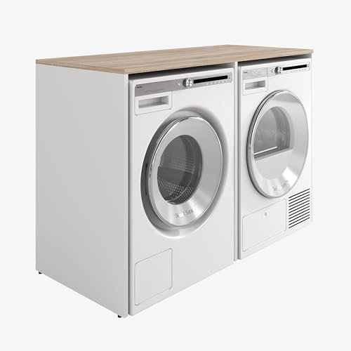 PLATAN ROOM Armadietto per lavatrici, larghezza 130 cm, per lavatrice o asciugatrice, per bagno (senza armadio, bianco/rovere Sonoma)