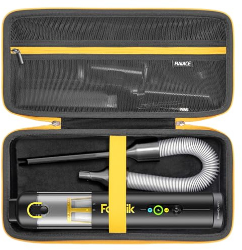 RAIACE Autostaubsauger-Etui, Hartschalen-Reiseetui, kompatibel mit Fanttik V8 Apex/Slim V8 Mate/ V10 Apex Autostaubsauger, Tragetasche mit Netzfach für Zubehör.(Nur Etui)–Schwarz (Schwarzes Futter)