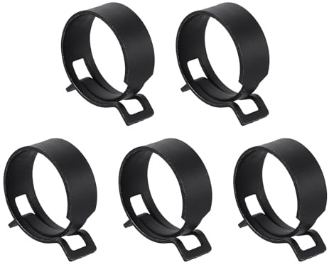 sourcing map 5 Stück Federband-Schlauchschellen, 34 mm, Kraftstoffleitung, Schlauchfederclip, Silikon, Vakuumschlauchschelle, Niederdruck, Schlauchschellen, Schwarz, 5 Stück