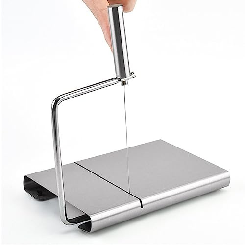 EMUKOEP Tablero de Llogue de Queso Cortadores de Queso para para el para el Acero Inoxidable con Protección contra la Corrosión y 6 Piezas de Alambre de Corte para la Cocina