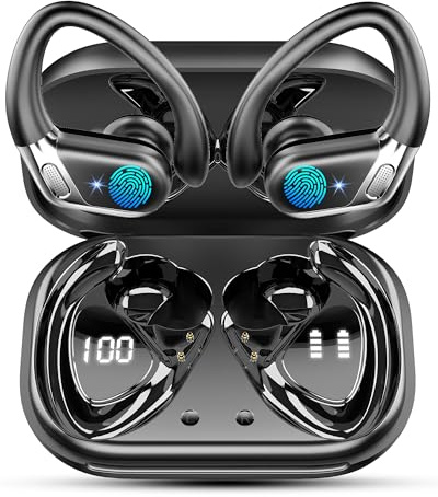 Wireless Earbuds, Bluetooth 5.4 Headphones Sports, 50 Hours Long Battery Life, Dual LED Display, 1.5 Hours Fast Charging, IP7 Waterproof, CVC 8.0 Noise Cancelling Wireless Earphones with Microphone