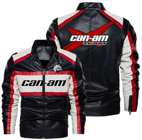 NAGBCTY Mens Jackets C.a.n-a.m, Leather Jackets for Biker, Men 4-Season Windbreaker Coats with Pockets(Red C,L)