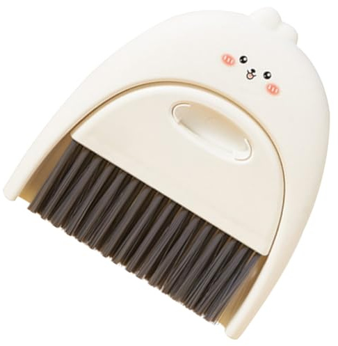 Sewroro Ensemble Pelle et Balayette Blanc en Plastique pour Bureau et Comptoir, Balai de Nettoyage Multifonction Design Cartoon Créatif, Kit Compact et Pratique