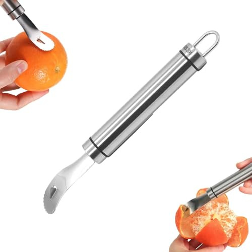Herramienta peladora de naranjas, acero inoxidable 304, pelador de frutas, herramienta de pelado rápido para naranjas, pomelos, limones, 18 cm