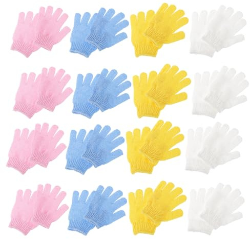 Ipetboom Guantes Exfoliantes de Baño de Nailon de Doble Cara 16 Pares 4 Amarillos 4 4 Azules 4 Rosas Guantes de Ducha para Exfoliar Manos y Cuerpo Masaje Corporal para Uso