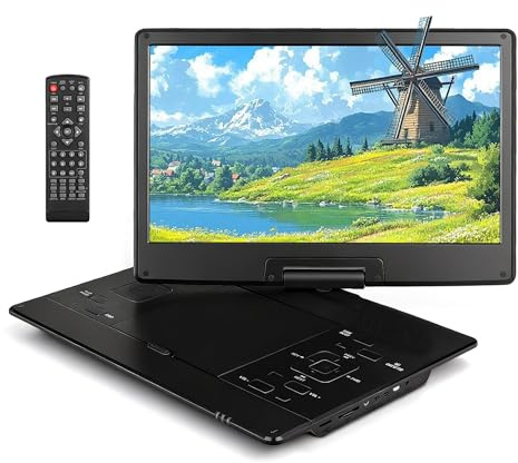 Lettore CD/DVD portatile da 17,5'' con schermo HD girevole da 15,6'', supporta CD/MP3/USB/schede SD, con batteria e suono stereo, per utilizzo in auto o come unità esterna per la TV