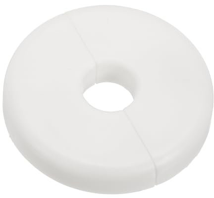 sourcing map Brida dividida de pared, placa autoadhesiva de ABS para 10 mm de diámetro, cubierta de tubería de agua para decoración de grifo de inodoro de cocina, color blanco