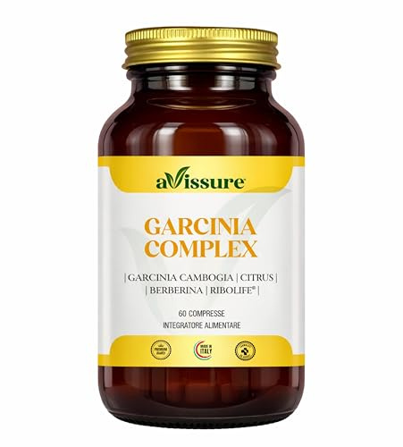 Garcinia Complex avissure Integratore Garcinia Cambogia con Citrus Aurantium, Berberina, Caffè Verde con Picolinato di Cromo e Ribolife, 60 Compresse Vegan Senza Glutine, Fino a 2 Mesi di Fornitura