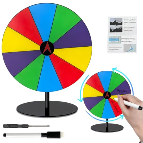 Fancysky Fortune-hjul 20 cm, individuellt beslutsfattande hjul | Hjul i akryl med raderbar markör, skapa personliga spel för fester, barer och evenemang